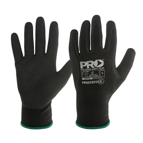 GLOVE ASSASSIN NITRILE SAND PALM ON BLACK POLYESTER/LYCRA LINER SIZE 7